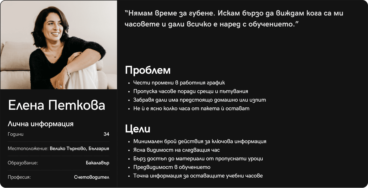 Елена Петкова — User Persona